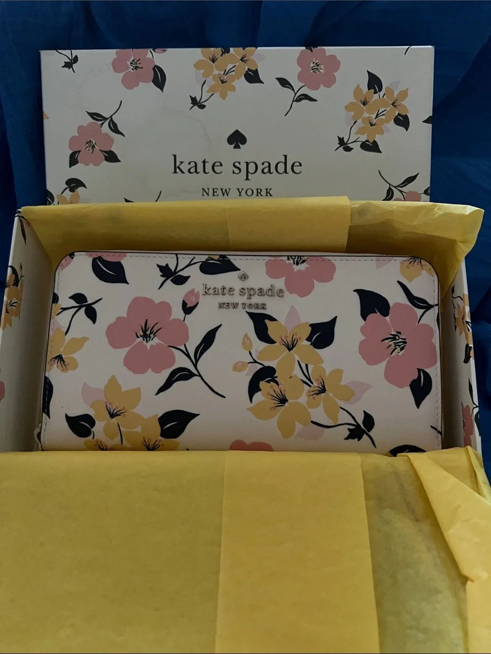 kate spade floral box - cream, pink & yellow design